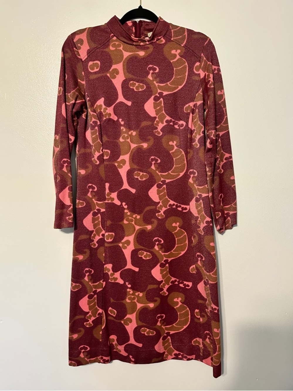 Vintage 1970s Almedahl Psychedelic Print Shift Dress size 14